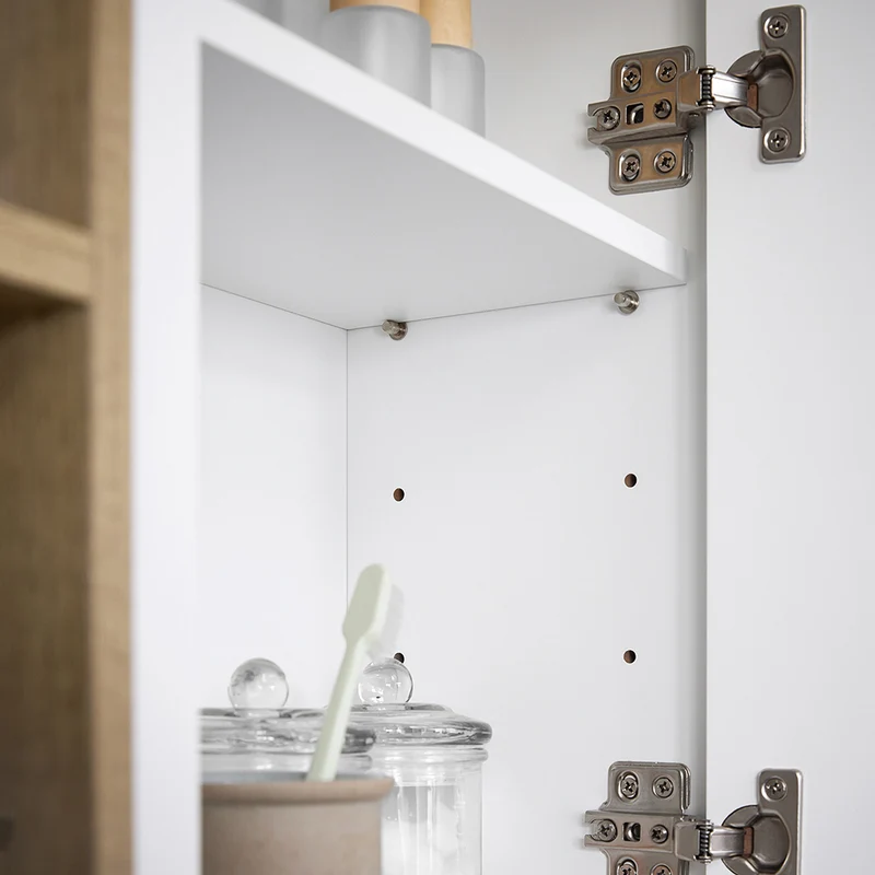 SoBuy BZR149-W Armoire Murale avec Miroir , Placard de Rangement Suspendu, Meuble Haut Salle de Bain avec Porte et 2 Compartiments Ouverts