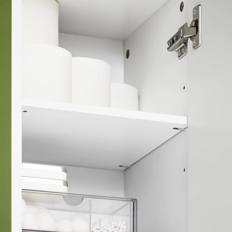 SoBuy BZR166-W Meuble Colonne, Armoire de Rangement Placard de Rangement Étroite, 1 Tiroir, 2 Portes et 2 Étagères Réglables
