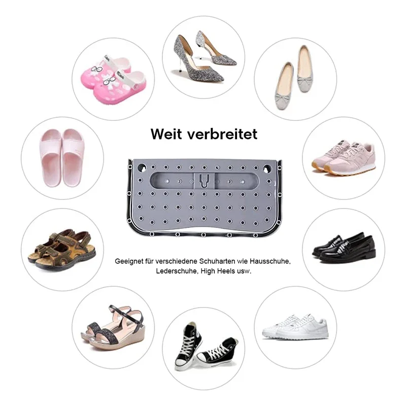 Support mural gris pour chaussures 28 x 15 cm