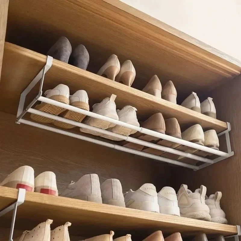 Range-chaussures ajustable 2 niveaux pour placard blanc
