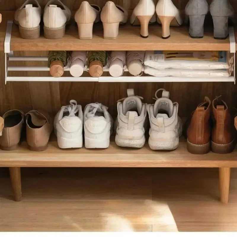 Range-chaussures ajustable 2 niveaux pour placard blanc