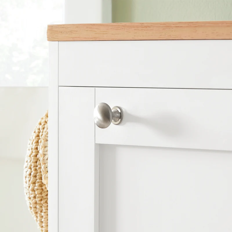 SoBuy FSR144-WN Armoire à Chaussures avec 3 Abattants et 2 Crochets – L59×P26×H116 cm, Charge 30 kg, Blanc et Naturel