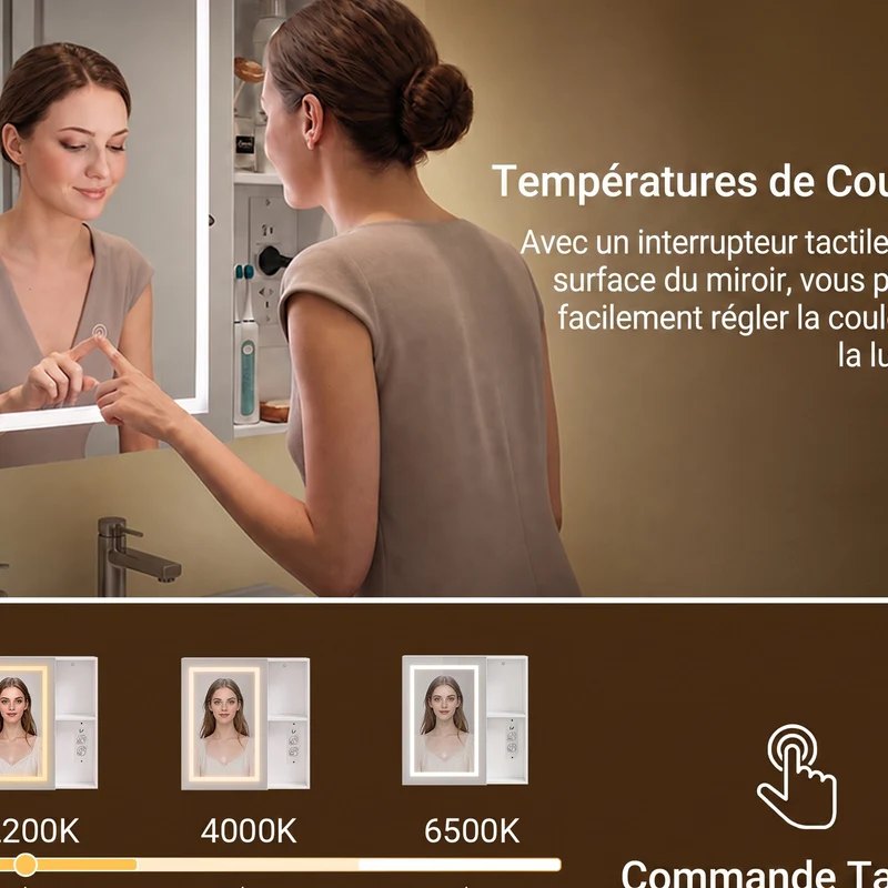 SoBuy BZR239-E-W Armoire Miroir de Salle de Bain avec LED et Prises – Meuble Mural, Étagères – 60×15,5×60 cm, Blanc