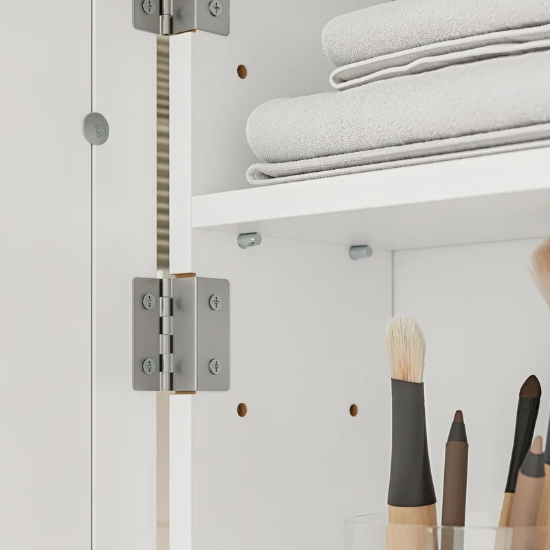 SoBuy BZR239-E-W Armoire Miroir de Salle de Bain avec LED et Prises – Meuble Mural, Étagères – 60×15,5×60 cm, Blanc