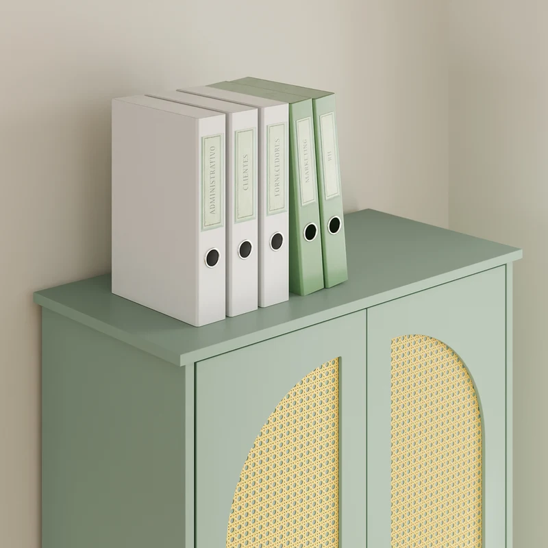 SoBuy FSB107-GR Armoire à Chaussures en Cannage avec Penderie Intégrée – 1 Tiroir, Meuble d'Entrée – 70×34×180 cm, Vert