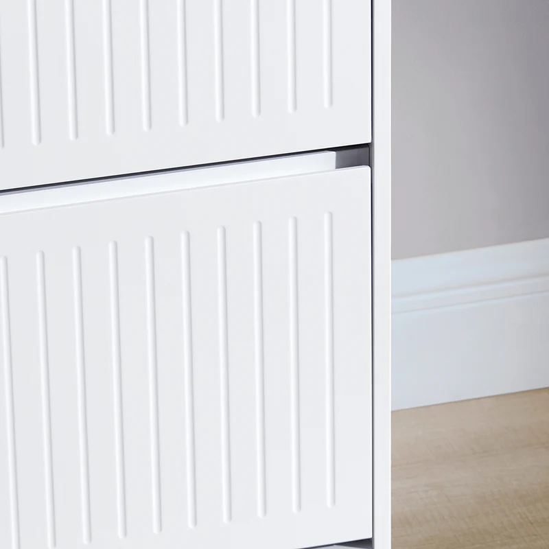 SoBuy FSR165-H-W Meuble à Chaussures à Abattants 3 Niveaux – Rangement Discret pour Entrée – 61x26x120 cm Blanc