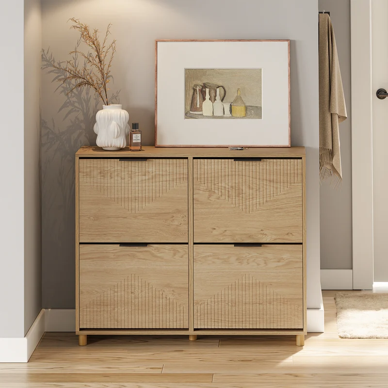 SoBuy FSR214-N Meuble à Chaussures Compact 24 cm de Profondeur – Naturel
