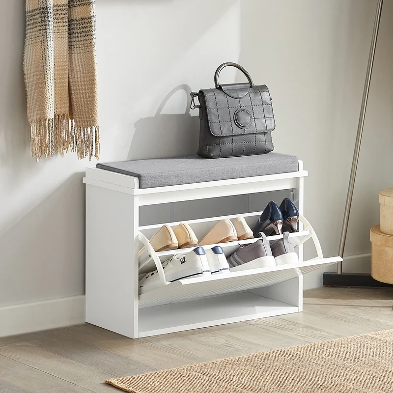 Meuble à chaussures avec banc 62 x 46 x 26 cm blanc