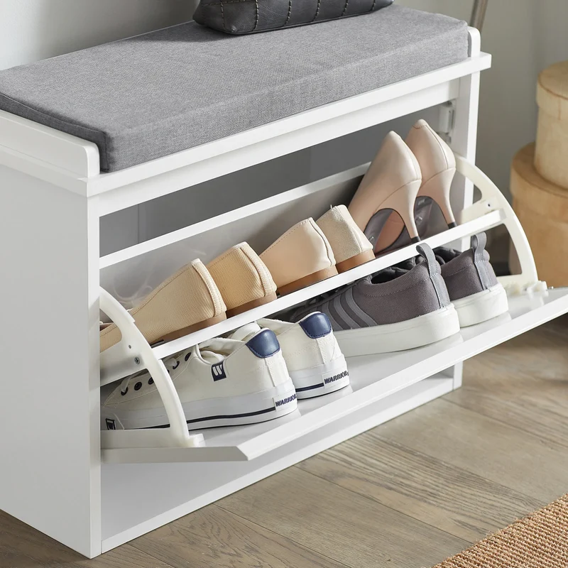 Meuble à chaussures avec banc 62 x 46 x 26 cm blanc