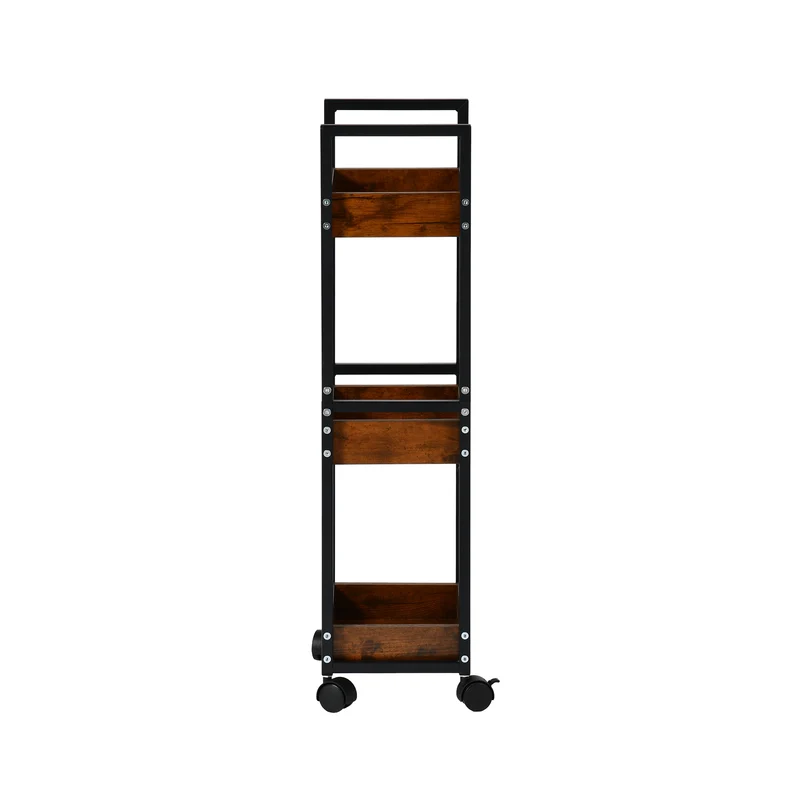 Étagère de rangement à trois niveaux VERO - Couleur Feu/CHÊNE
