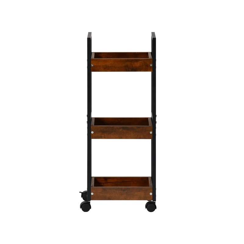 Étagère de rangement à trois niveaux VERO - Couleur Feu/CHÊNE