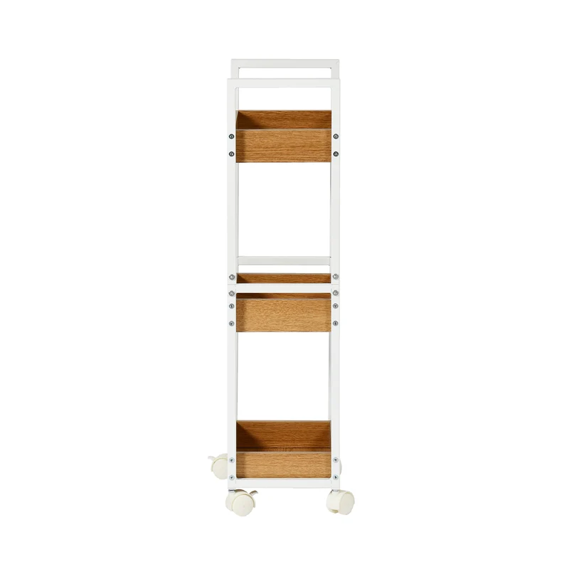 Étagère de rangement à trois niveaux VERO - Couleur Feu/CHÊNE