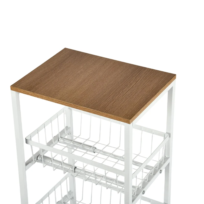 Étagère à collations à cinq niveaux pour chariots avec paniers à pousser et à tirer, Noir/Blanc - GANDY