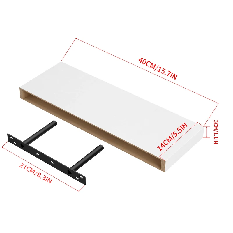 Lot de 4 étagères murales flottantes pour chambre, salon et cuisine - Noir/Blanc/Couleur feu