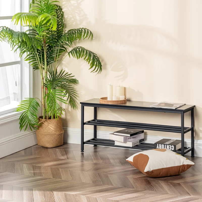 Banc à chaussures à 3 niveaux et étagère de salle de bain 100 cm - SATSOP