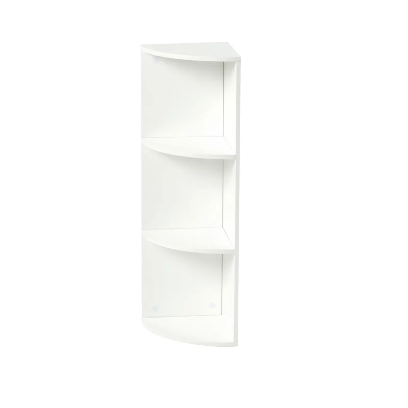 Étagère d'angle moderne à 3 niveaux en bois de 78 cm de haut - Petite bibliothèque - Blanc - BAYARD