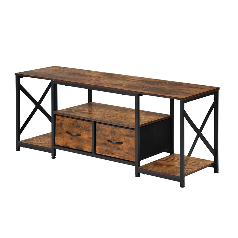 Ensemble de 1 meuble TV avec pieds en fer - Couleur feu - BOAZ
