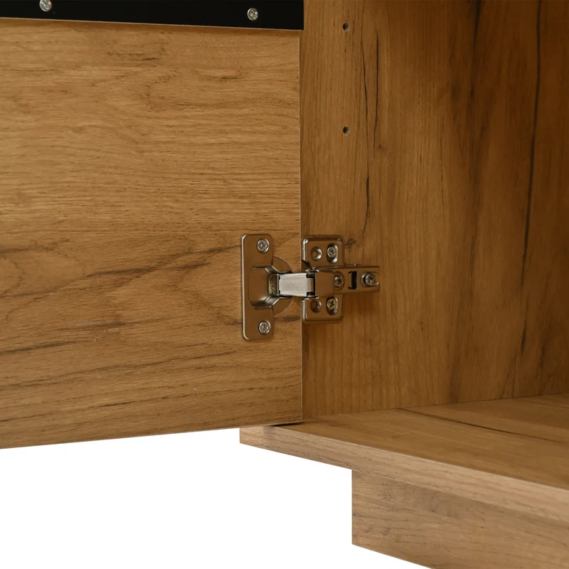 Buffet industriel effet bois et noir 3 portes 140x40x70 cm RIFTZORVAKYNOR