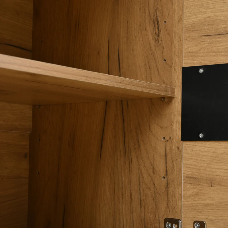 Buffet industriel effet bois et noir 3 portes 140x40x70 cm RIFTZORVAKYNOR
