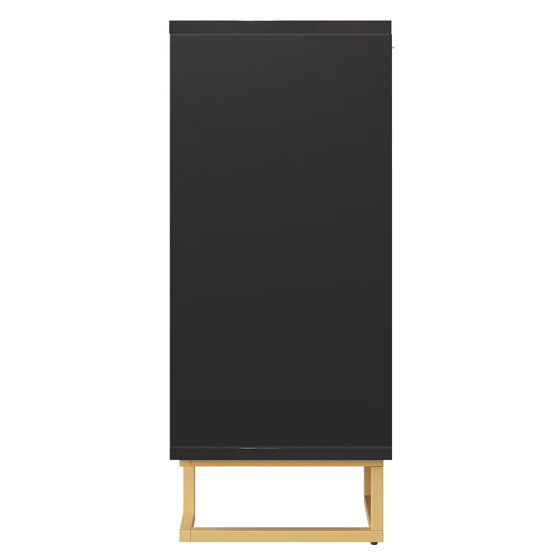 Buffet noir design géométrique détails dorés 152x40x75 cm RIFTSYLTHYN
