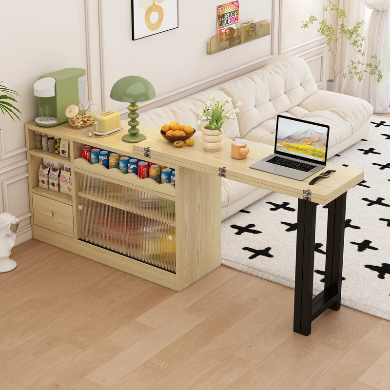 Table à salle à manger pliante et extensible avec meuble de rangement pivotant 360° SYNTROPHY