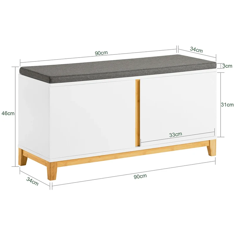 Banc à chaussures 4 compartiments avec assise
