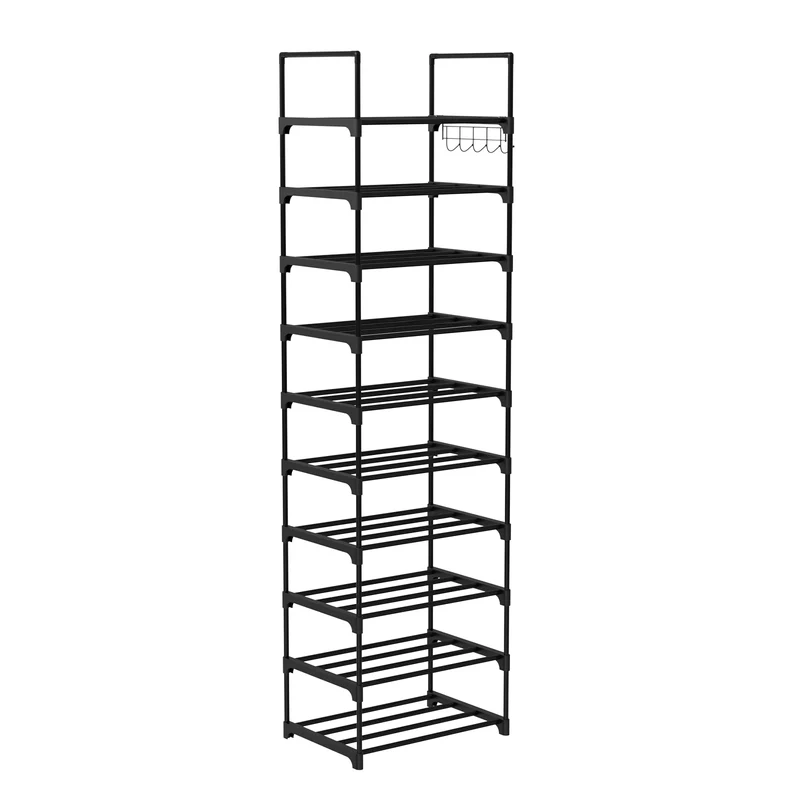 Étagère à chaussures noire 10 niveaux 175 cm
