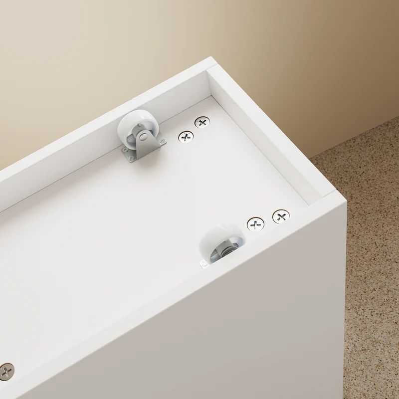 SoBuy BZR54-IV-WN Colonne Salle de Bain avec Roulettes, 3 Tiroirs et Compartiment Arrière Réglable – L65×P23×H82 cm, Charge 40 kg, Blanc et Naturel