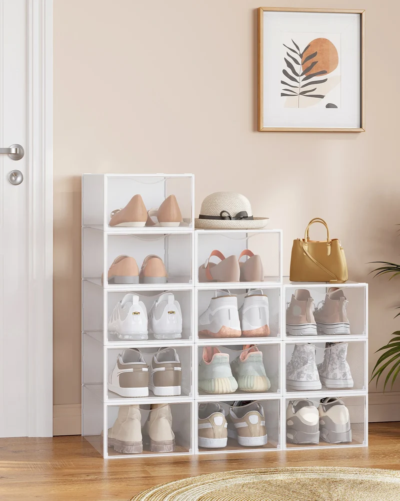 Boîte à chaussures transparente à porte frontale lot 12