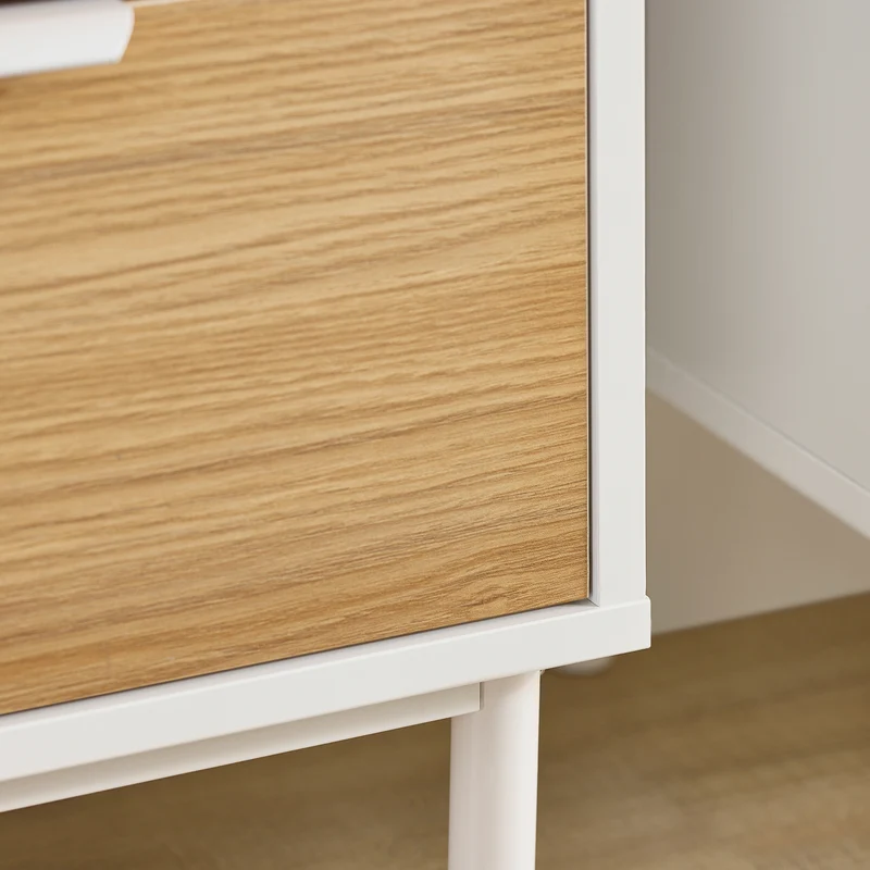 SoBuy FSR174-WN Armoire à Chaussures 2 Abattants et 1 Tiroir, Rangement pour Entrée Couloir – 60x35x110 cm, Blanc et Naturel