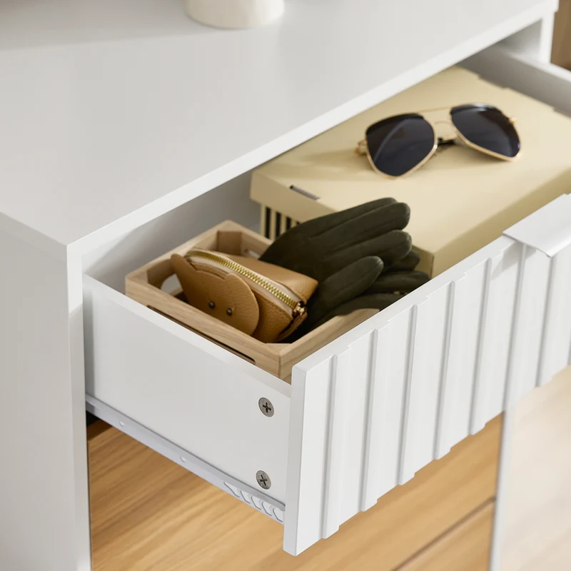 SoBuy FSR174-WN Armoire à Chaussures 2 Abattants et 1 Tiroir, Rangement pour Entrée Couloir – 60x35x110 cm, Blanc et Naturel