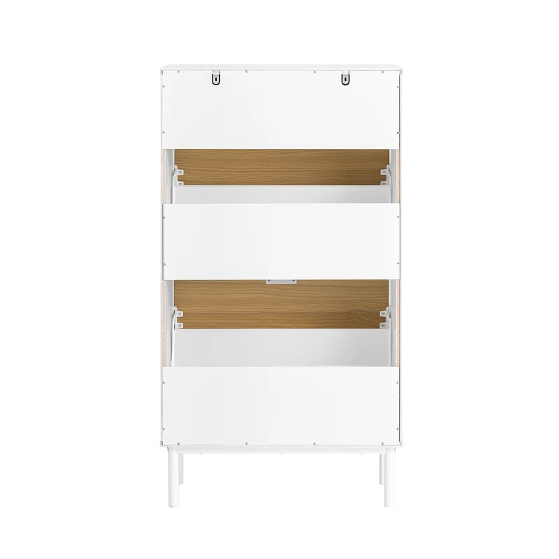 SoBuy FSR174-WN Armoire à Chaussures 2 Abattants et 1 Tiroir, Rangement pour Entrée Couloir – 60x35x110 cm, Blanc et Naturel
