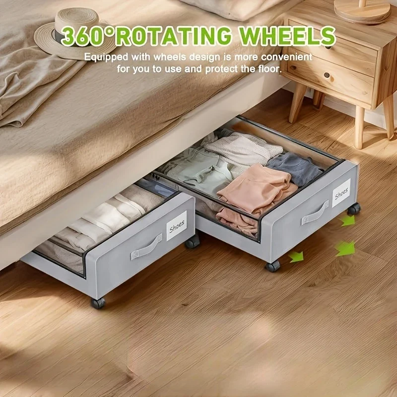 Rangement chaussures sous lit avec roulettes