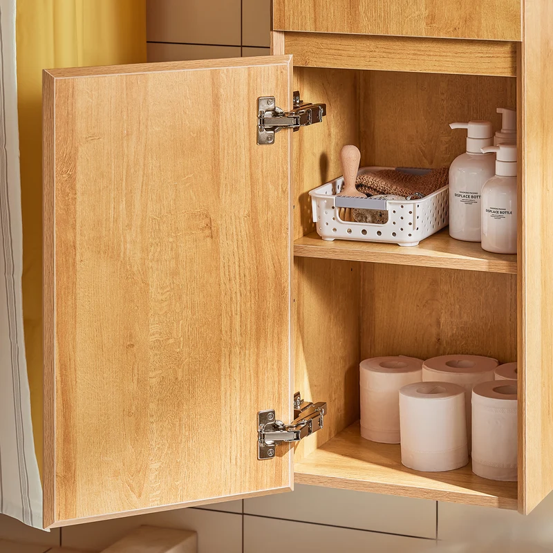 SoBuy BZR175-N Colonne de Salle de Bain Suspendue Armoire de Toilette Meuble Rangement, 2 Portes, Étagères Réglables