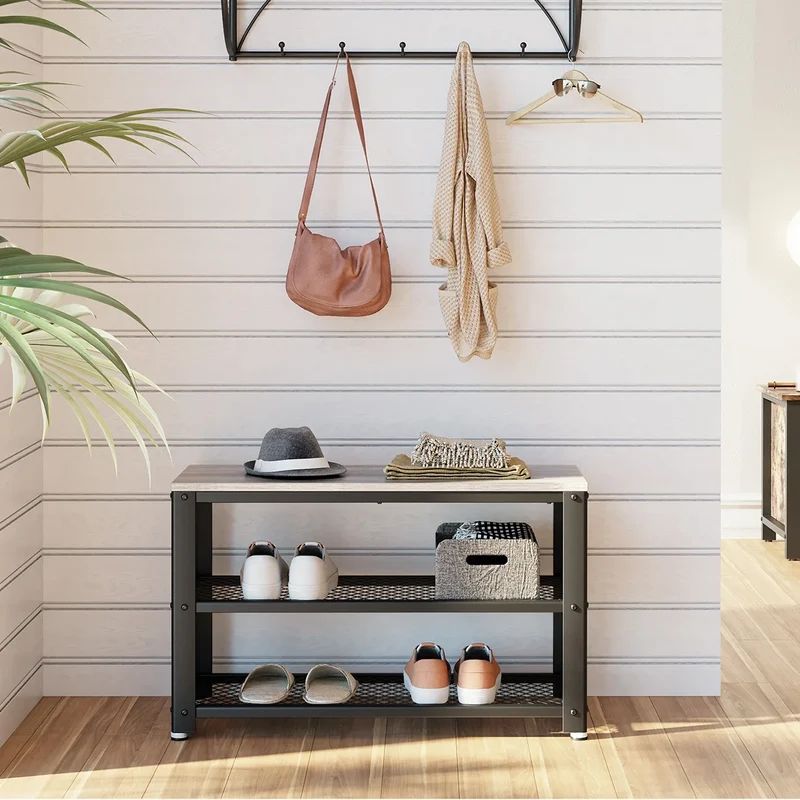 Banc à chaussures avec 2 étagères 30 x 73 x 45 cm