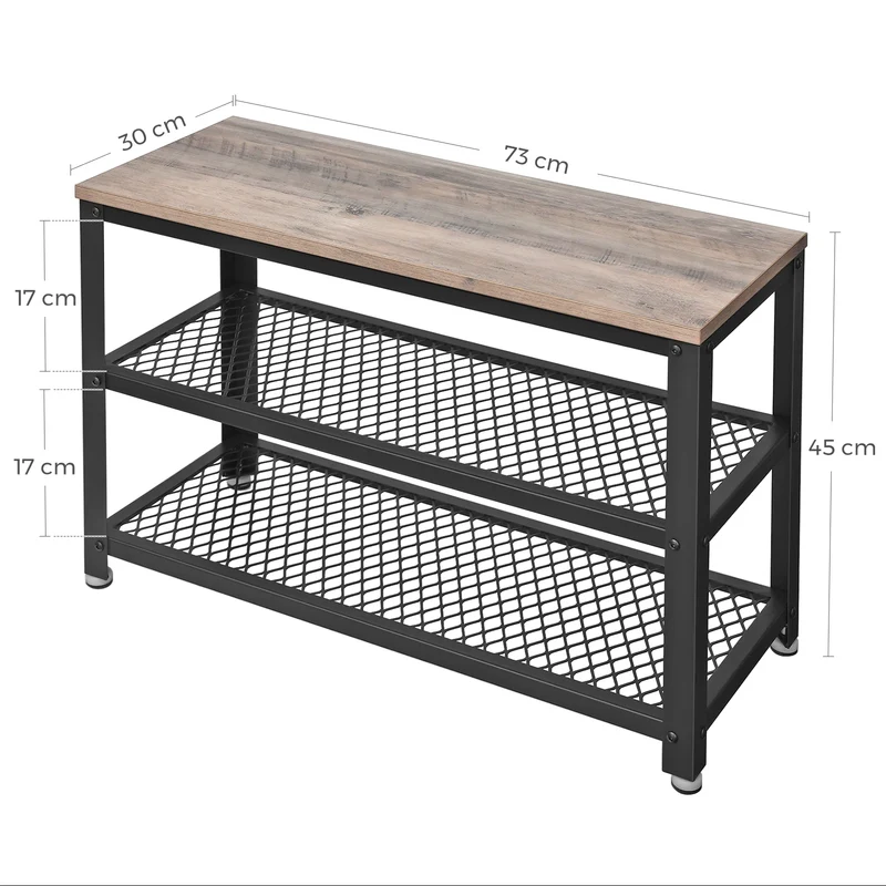 Banc à chaussures avec 2 étagères 30 x 73 x 45 cm