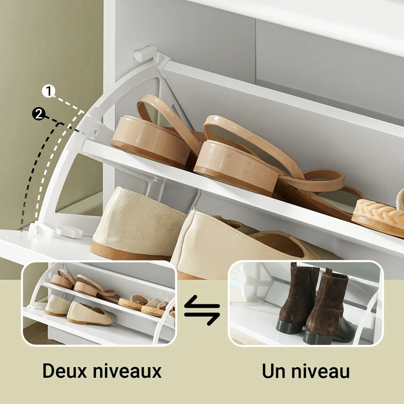 Banc à chaussures blanc avec assise rembourrée