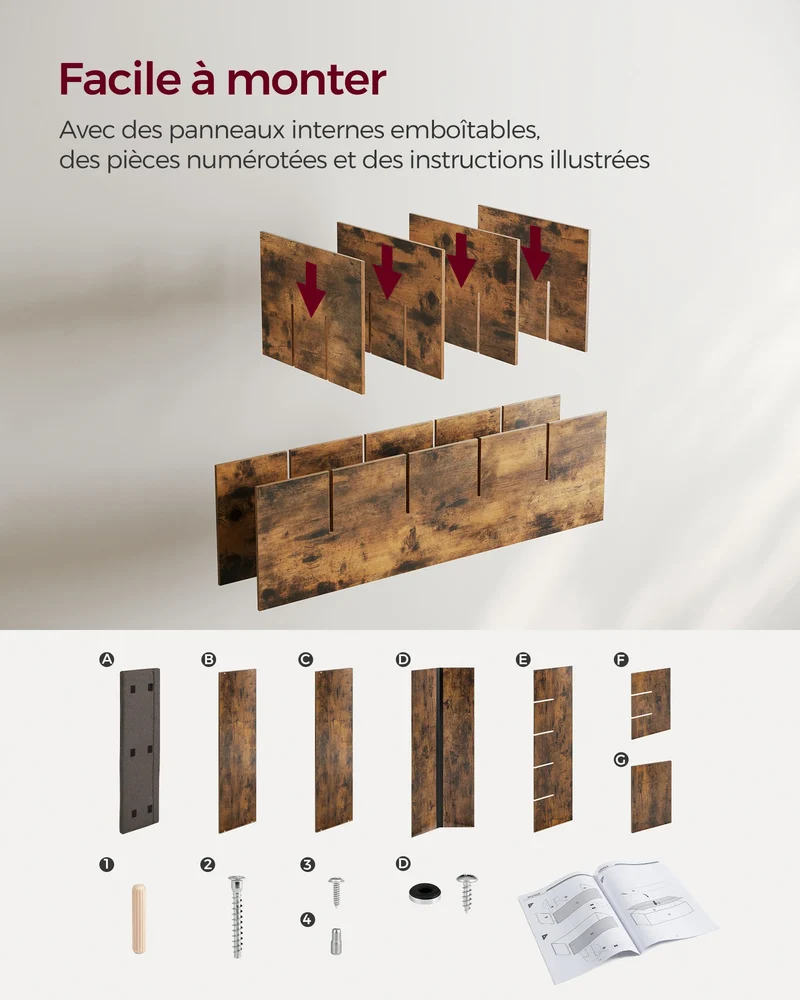 Banc à chaussures 15 compartiments avec assise