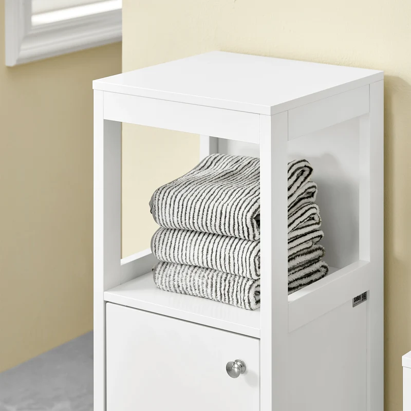 SoBuy BZR186-W Meuble Salle de Bain sous Lavabo, 30x30x89 cm, Meuble de Rangement Armoire WC Blanc, Design Slim, Idéal pour Petites Salles de Bain