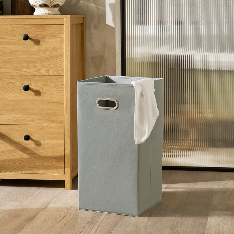 SoBuy BZR97-SN Armoire à Linge avec Sac à Linge, Meuble Bas de Salle de Bain, Armoire Toilette avec 3 Tiroirs et 1 Panier à Linge