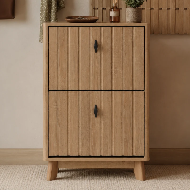 Meuble à chaussures effet chêne, grande capacité, design ultra-fin 60 cm MODERNCONSOLEHOME
