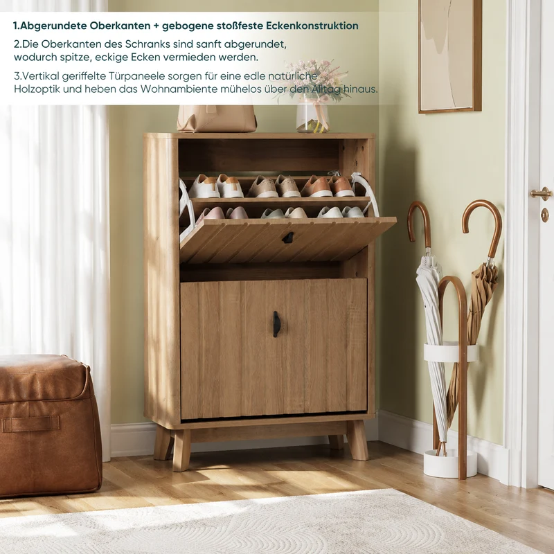 Meuble à chaussures effet chêne, grande capacité, design ultra-fin 60 cm MODERNCONSOLEHOME