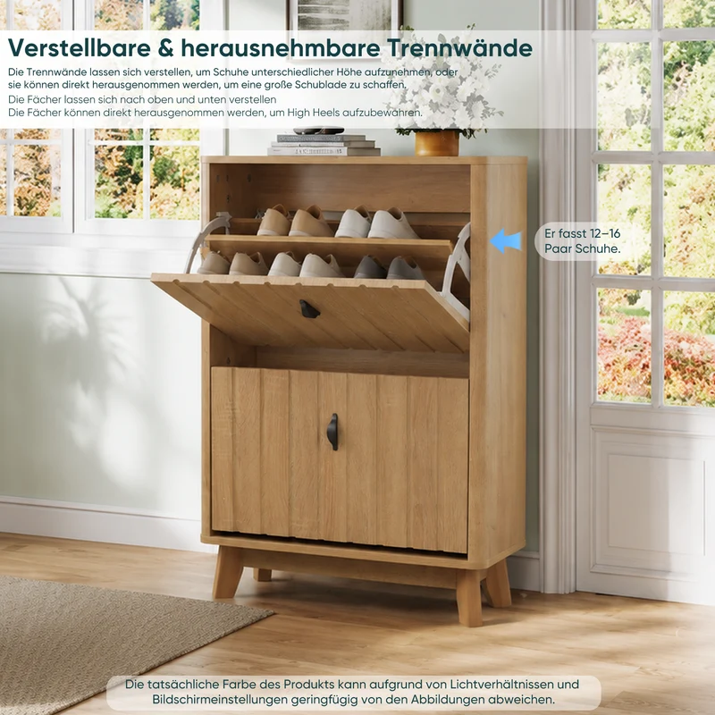 Meuble à chaussures effet chêne, grande capacité, design ultra-fin 60 cm MODERNCONSOLEHOME
