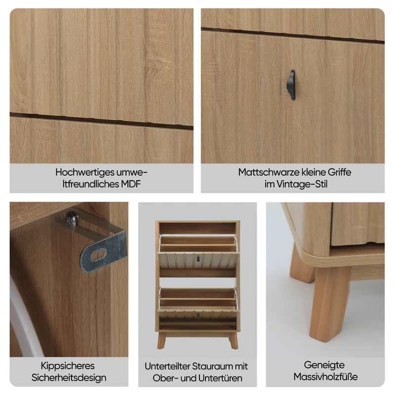 Meuble à chaussures effet chêne, grande capacité, design ultra-fin 60 cm MODERNCONSOLEHOME