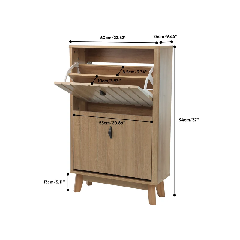 Meuble à chaussures effet chêne, grande capacité, design ultra-fin 60 cm MODERNCONSOLEHOME