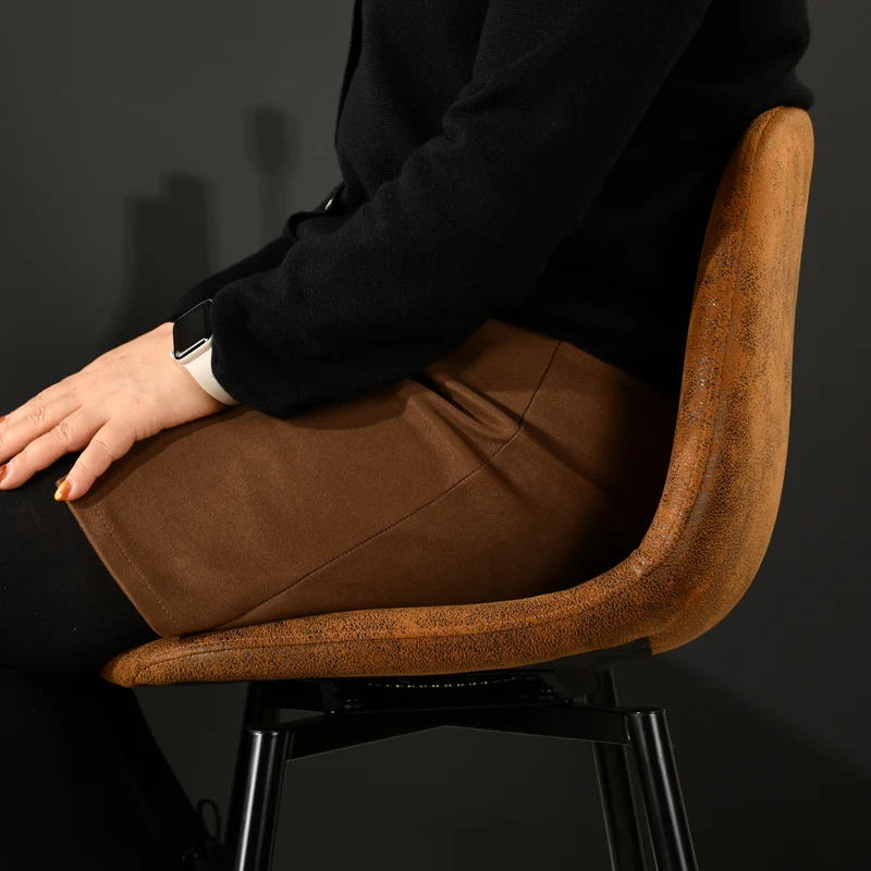 Lot de 2 tabourets de bar vintage pivotants en faux daim style industriel 67Hcm CHARLTON COUNTER SUEDE BROWN BLACK LEG 2PCS