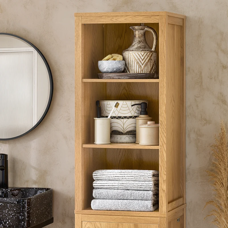 SoBuy BZR95-SN Meuble Colonne de Salle de Bain, Armoire Haute, avec 1 Panier à Linge et 3 Étagères