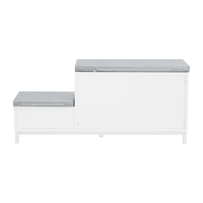 SoBuy FSR166-W Banc de Rangement, Banc à Chaussures avec 2 Coussin Rembourré, avec 1 Porte Coulissante et 3 Compartiments