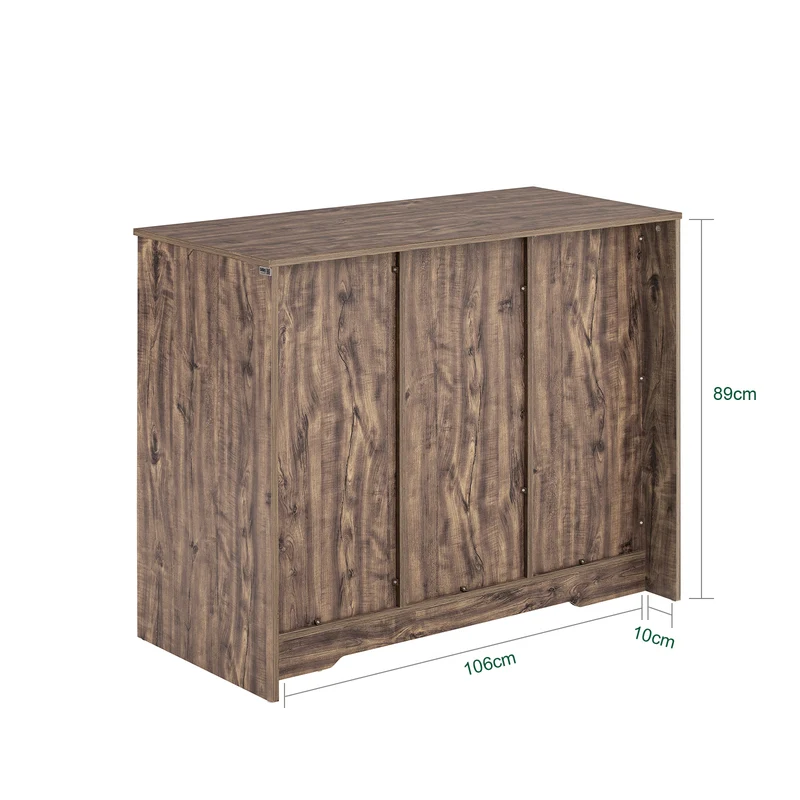 SoBuy KNL08-N îlot Central Mange-Debout Placard de Cuisine Buffet de Rangement Multi-rangements avec 1 Porte de Grange, Porte-Bouteilles, 3 Tiroirs