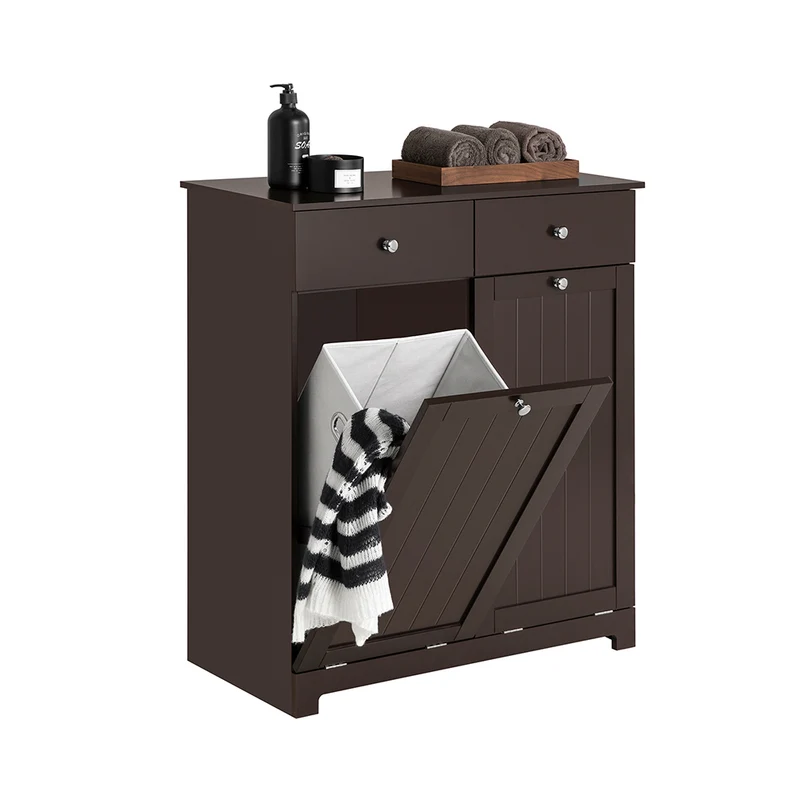 SoBuy BZR33-BR Meuble Bas de Salle de Bain Armoire Toilette avec 2 Tiroirs et 2 Paniers